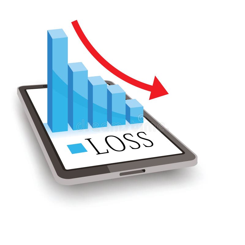 Profit loss concept, 3d chart graph vector illustration