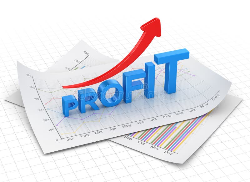 Profit text chart and arrow moving up on paper stock illustration Profit text chart and arrow moving up on paper stock illustration