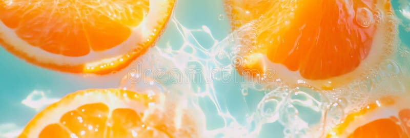 Profitez du lait orange avec des ondulations vibrantes et des segments d'orange coulant d'un point de vue supérieur. Le lait orange vif est composé de ondulations et de morceaux d'orange qui coulent sous la surface. IA générée