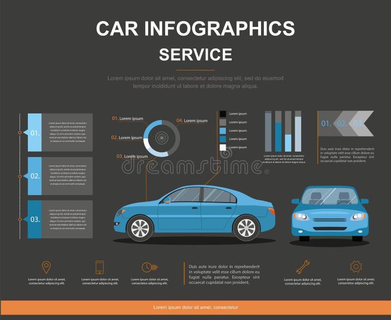 Progettazione automatica di infographics di servizio dell'automobile Affare infographic con l'automobile royalty illustrazione gratis Progettazione automatica di infographics di servizio dell'automobile Affare infographic con l'automobile royalty illustrazione gratis