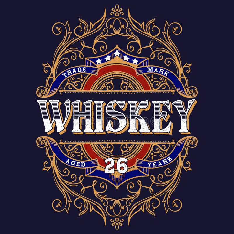 Progettazione d'annata della maglietta dell'etichetta del whiskey illustrazione vettoriale Progettazione d'annata della maglietta dell'etichetta del whiskey illustrazione vettoriale