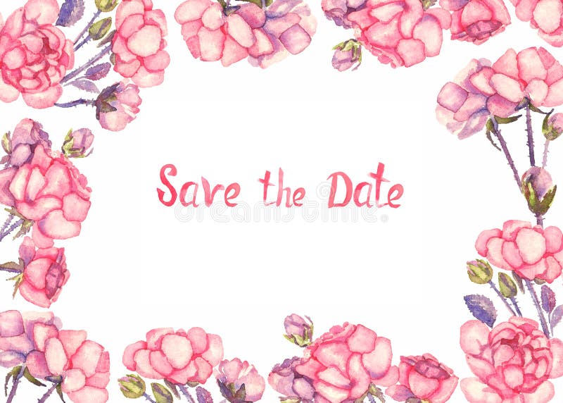 Progettazione dei fiori delle rose rosa, risparmi isolati della cartolina d'auguri della pagina l'iscrizione della data illustrazione vettoriale Progettazione dei fiori delle rose rosa, risparmi isolati della cartolina d'auguri della pagina l'iscrizione della data illustrazione vettoriale