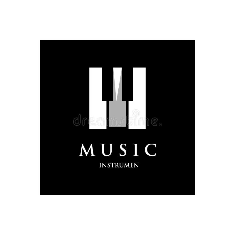 Progettazione del modello di logo dell'orchestra del piano su un fondo nero Illustrazione di vettore illustrazione vettoriale Progettazione del modello di logo dell'orchestra del piano su un fondo nero Illustrazione di vettore illustrazione vettoriale