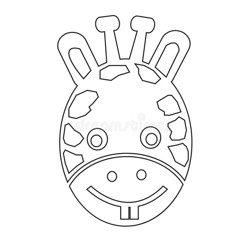 Progettazione del segno dell'illustrazione dell'icona di emozione del fronte della giraffa illustrazione vettoriale