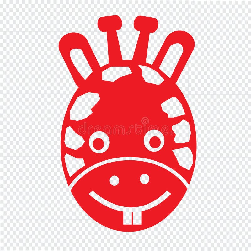 Progettazione del segno dell'illustrazione dell'icona di emozione del fronte della giraffa illustrazione di stock