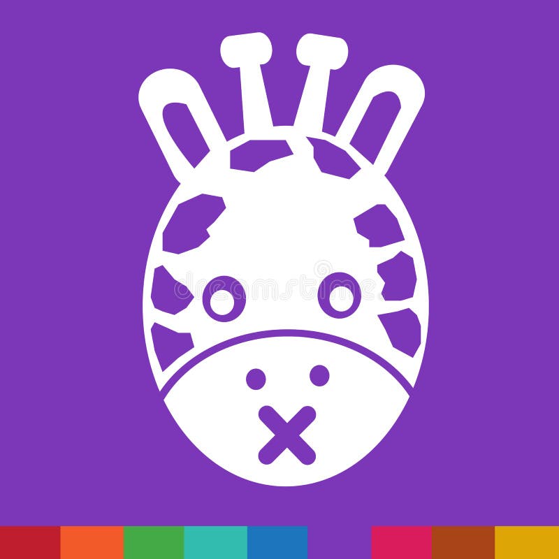 Progettazione del segno dell'illustrazione dell'icona di emozione del fronte della giraffa illustrazione di stock