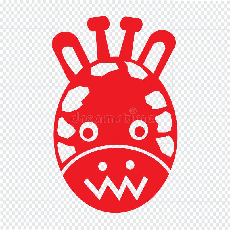 Progettazione del segno dell'illustrazione dell'icona di emozione del fronte della giraffa illustrazione di stock