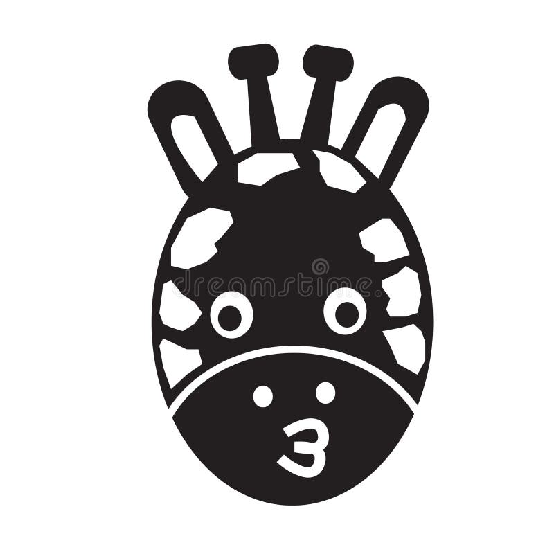 Progettazione del segno dell'illustrazione dell'icona di emozione del fronte della giraffa illustrazione vettoriale