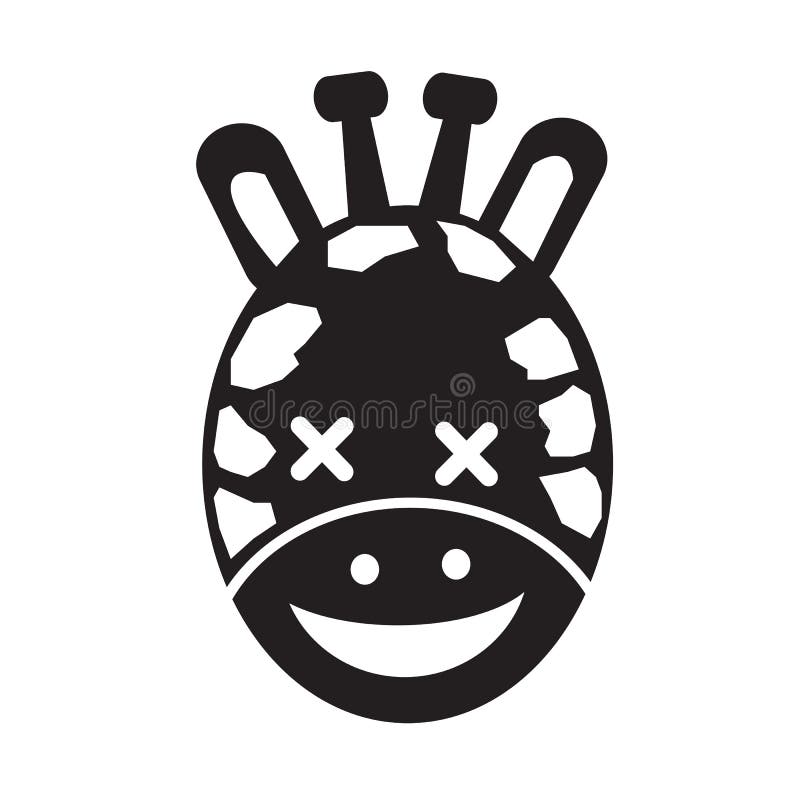 Progettazione del segno dell'illustrazione dell'icona di emozione del fronte della giraffa illustrazione di stock