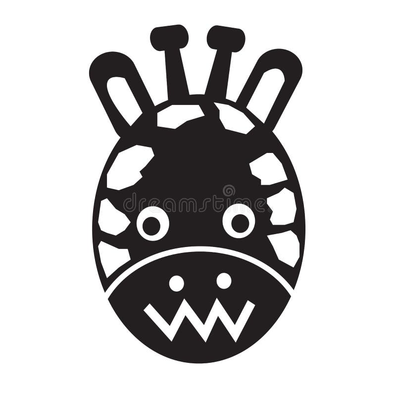 Progettazione del segno dell'illustrazione dell'icona di emozione del fronte della giraffa illustrazione vettoriale