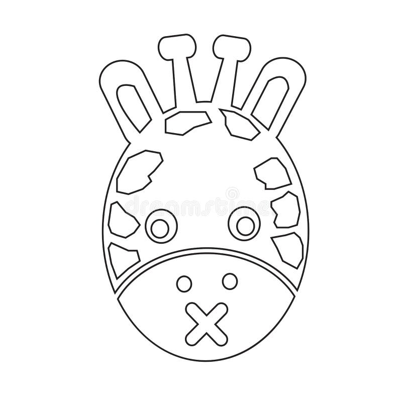 Progettazione del segno dell'illustrazione dell'icona di emozione del fronte della giraffa illustrazione di stock