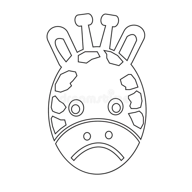 Progettazione del segno dell'illustrazione dell'icona di emozione del fronte della giraffa illustrazione vettoriale