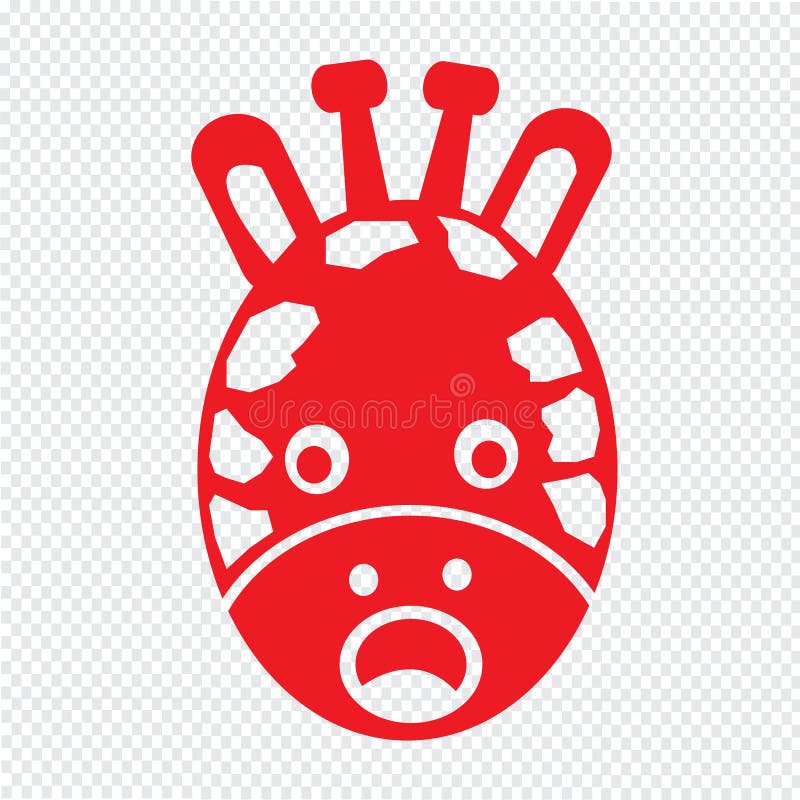 Progettazione del segno dell'illustrazione dell'icona di emozione del fronte della giraffa illustrazione vettoriale