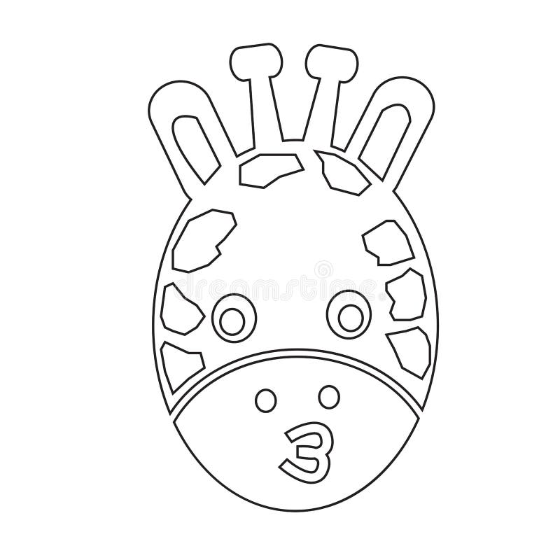 Progettazione del segno dell'illustrazione dell'icona di emozione del fronte della giraffa illustrazione vettoriale