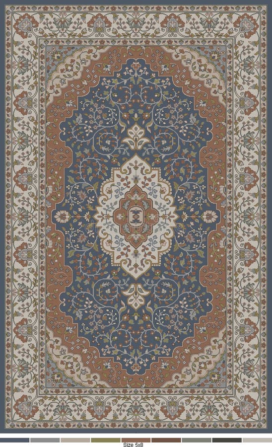 Progettazione del tappeto persiano pubblicata nei colori beige e ... Tappeto persiano blu