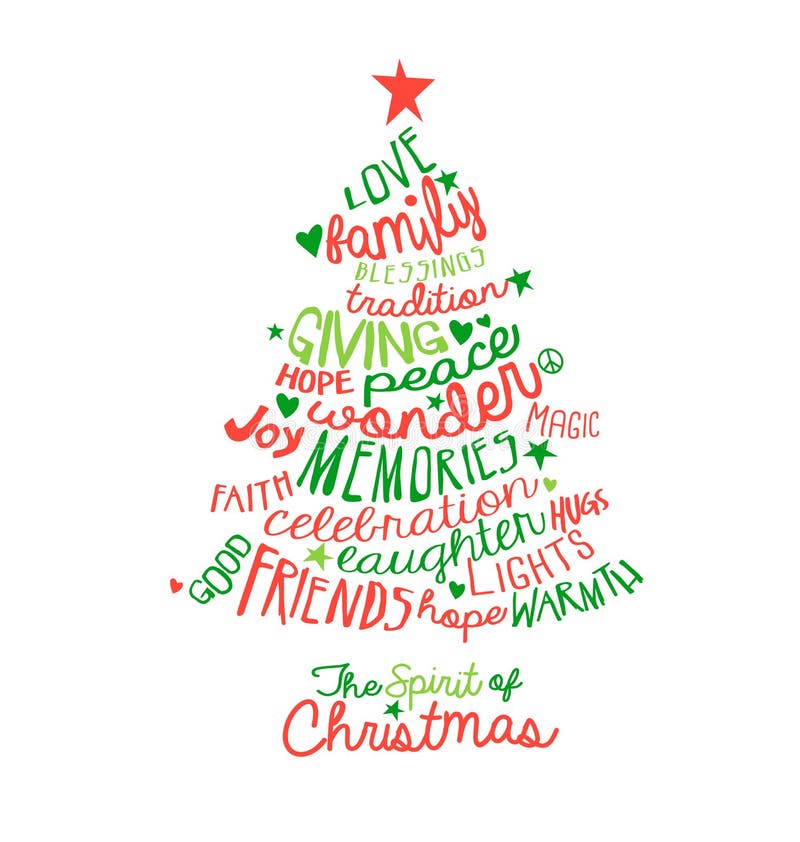 Progettazione dell'albero della nuvola di parola della cartolina di Natale