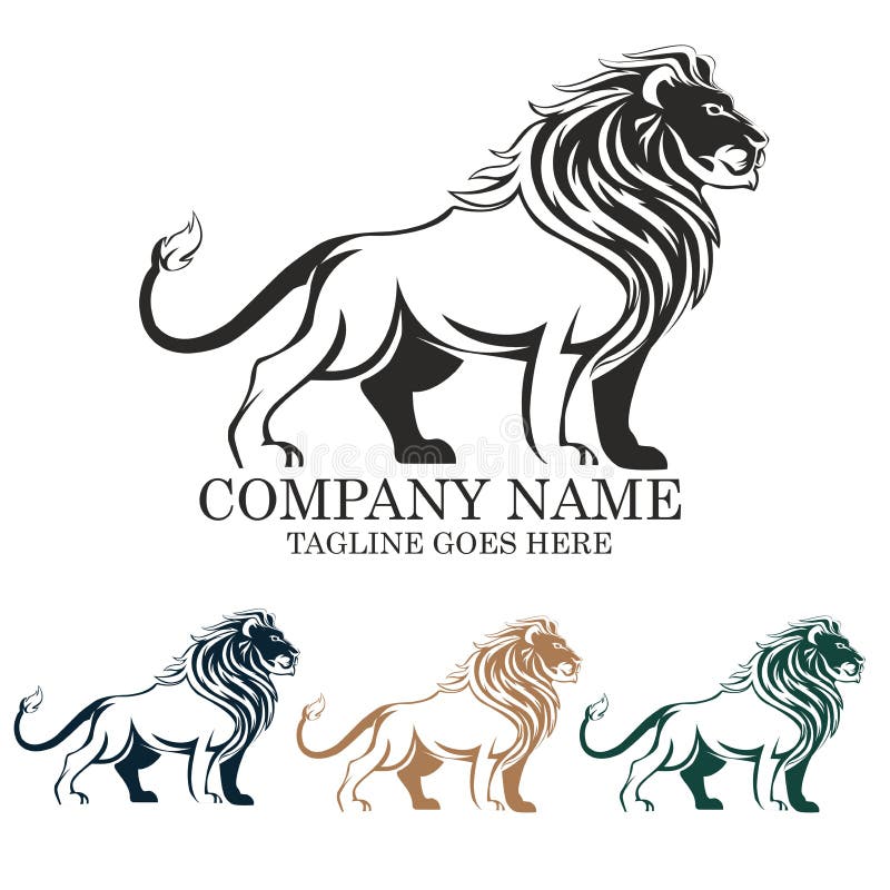 Progettazione dell'emblema dell'illustrazione di logo di vettore del leone