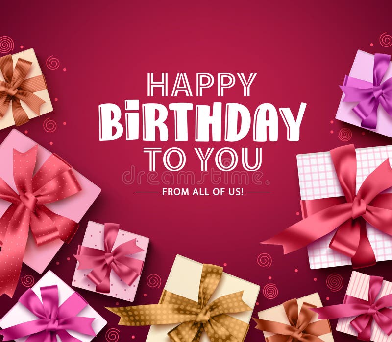 Progettazione della cartolina d'auguri di vettore di buon compleanno Testo di buon compleanno nel fondo vuoto rosso dello spazio illustrazione di stock