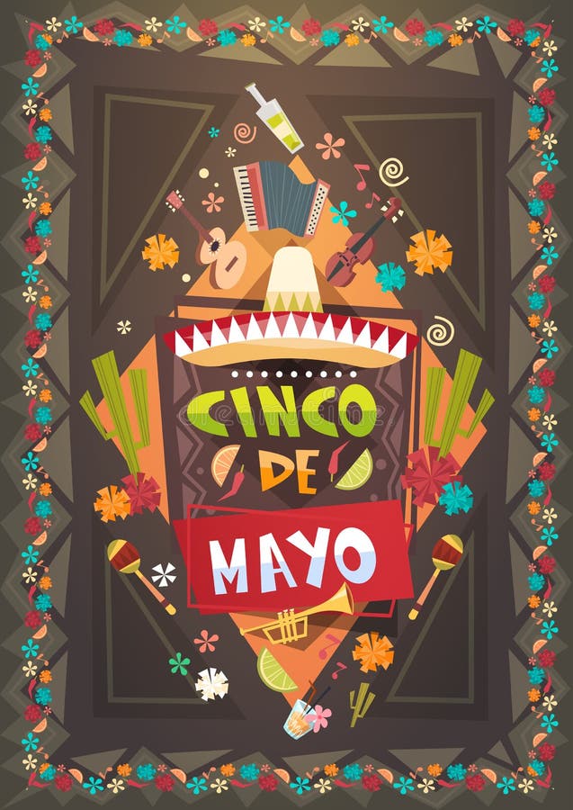 Progettazione della decorazione di evento di Cinco De Mayo Poster Mexican Holiday di festival del Messico illustrazione di stock Progettazione della decorazione di evento di Cinco De Mayo Poster Mexican Holiday di festival del Messico illustrazione di stock
