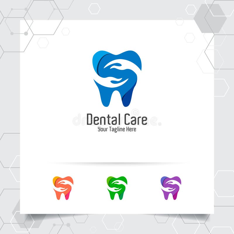Progettazione dentaria di vettore di logo con il concetto di doppia mano Cure odontoiatriche ed icona del dentista per l'ospedale illustrazione di stock Progettazione dentaria di vettore di logo con il concetto di doppia mano Cure odontoiatriche ed icona del dentista per l'ospedale illustrazione di stock