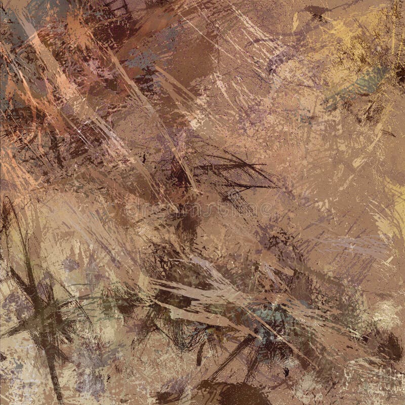 Progettazione di arte moderna di espressionismo astratto nelle tonalità marroni e beige immagini stock libere da diritti