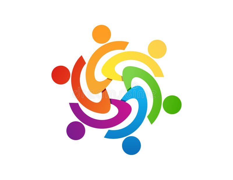 Progettazione di logo del lavoro di gruppo, estratto della gente, affare moderno, collegamento illustrazione vettoriale Progettazione di logo del lavoro di gruppo, estratto della gente, affare moderno, collegamento illustrazione vettoriale