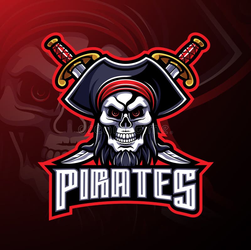 Progettazione di logo della mascotte del cranio dei pirati illustrazione vettoriale Progettazione di logo della mascotte del cranio dei pirati illustrazione vettoriale