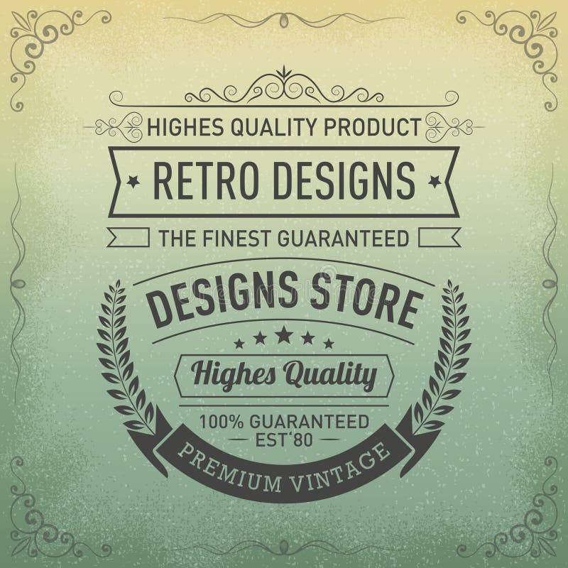 Progettazione di logo di tipografia nel retro stile, deposito di progettazione, qualità premio Etichetta d'annata garantita illustrazione vettoriale Progettazione di logo di tipografia nel retro stile, deposito di progettazione, qualità premio Etichetta d'annata garantita illustrazione vettoriale