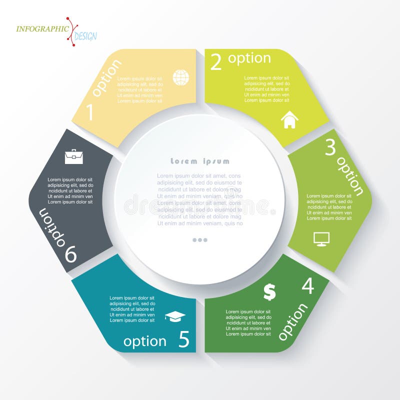 Progettazione di massima di affari con il cerchio e 6 segmenti Infographic