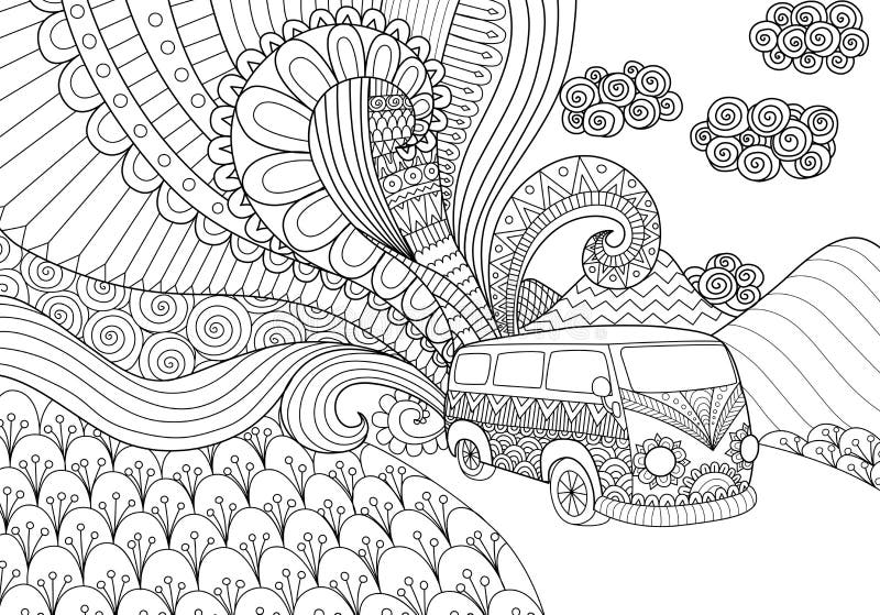 Progettazione di scarabocchi di Van per il libro da colorare per l'adulto