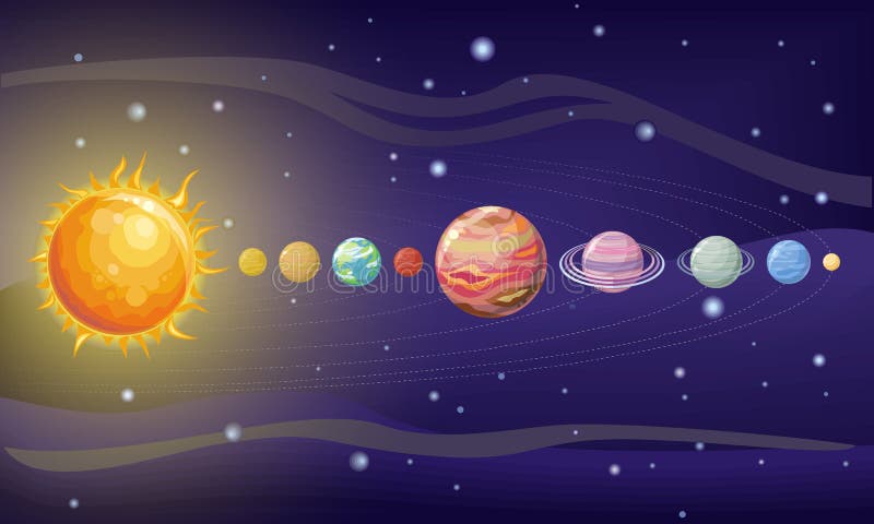 Progettazione di sistema solare Spazio con i pianeti e le stelle royalty illustrazione gratis Progettazione di sistema solare Spazio con i pianeti e le stelle royalty illustrazione gratis