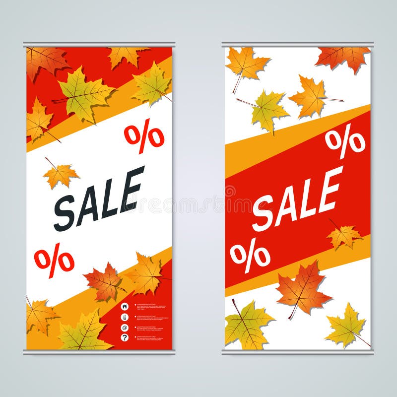 Progettazione di vettore delle insegne di affari del rotolo-su di stile di autunno royalty illustrazione gratis Progettazione di vettore delle insegne di affari del rotolo-su di stile di autunno royalty illustrazione gratis