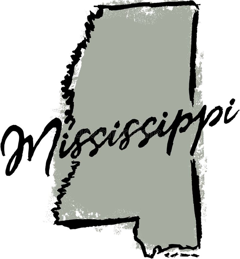 Progettazione disegnata a mano dello stato del Mississippi