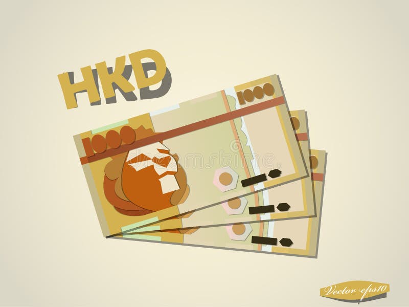 Progettazione grafica minima di vettore della carta dei soldi del dollaro di Hong Kong illustrazione vettoriale Progettazione grafica minima di vettore della carta dei soldi del dollaro di Hong Kong illustrazione vettoriale