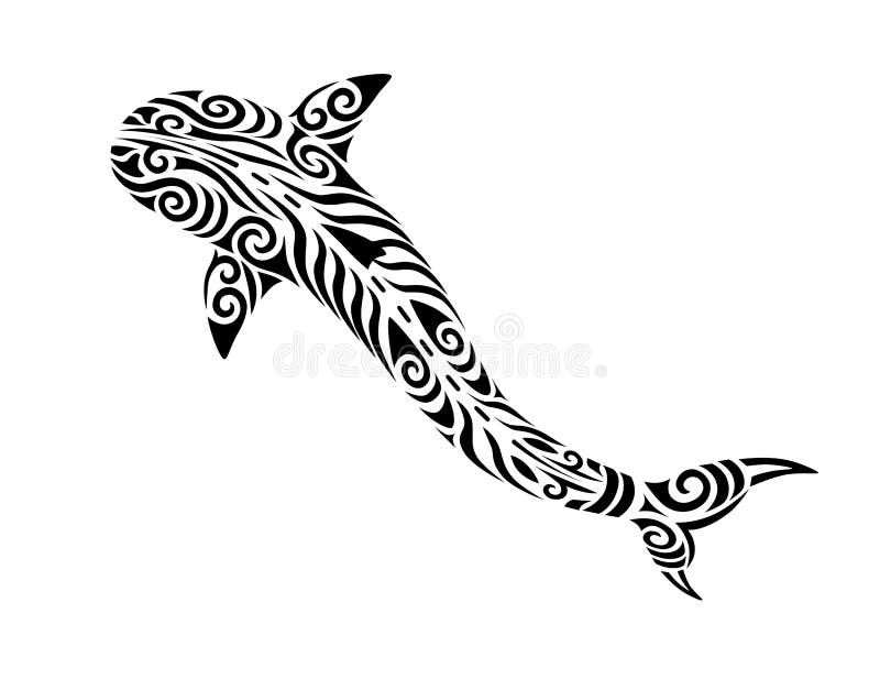 Progettazione maori stilizzata tribale di koru del tatuaggio dello squalo