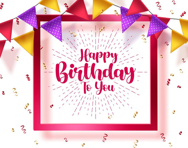 Progettazione modello vettoriale di compleanno. auguri di compleanno testo in spazio cornice rosso royalty illustrazione gratis