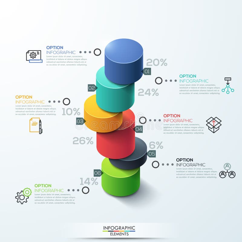 Progettazione moderna dell'istogramma del cilindro del modello di Infographic illustrazione vettoriale Progettazione moderna dell'istogramma del cilindro del modello di Infographic illustrazione vettoriale