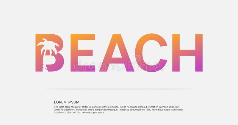 Progettazione negativa di logo dello spazio del testo della spiaggia illustrazione vettoriale Progettazione negativa di logo dello spazio del testo della spiaggia illustrazione vettoriale