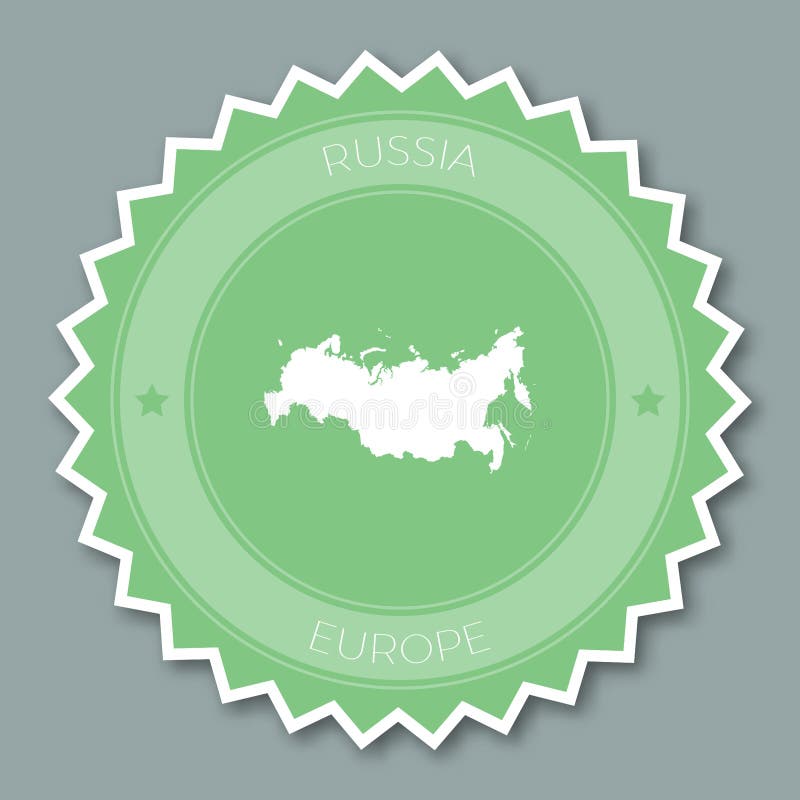 Russian Federation badge flat design. Round flat style sticker of trendy colors with country map and name. Country badge vector illustration. Russian Federation badge flat design. Round flat style sticker of trendy colors with country map and name. Country badge vector illustration.