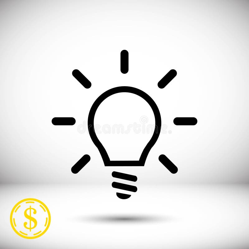 Progettazione piana dell'illustrazione di vettore delle azione dell'icona della lampadina royalty illustrazione gratis Progettazione piana dell'illustrazione di vettore delle azione dell'icona della lampadina royalty illustrazione gratis
