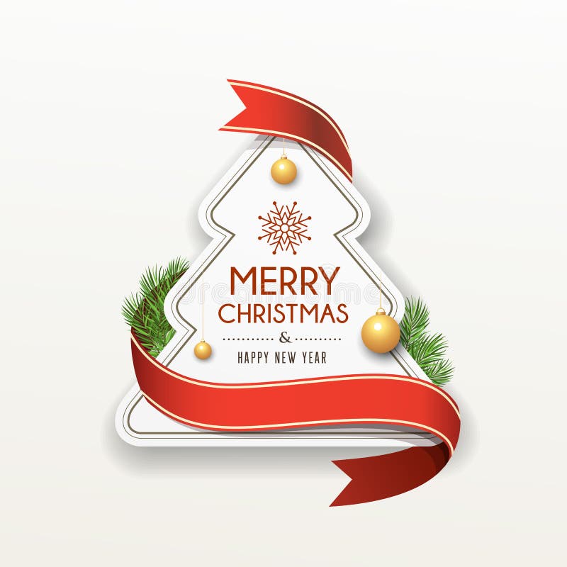 Progettazione rossa di carta dell'etichetta del nastro di Buon Natale illustrazione di stock Progettazione rossa di carta dell'etichetta del nastro di Buon Natale illustrazione di stock