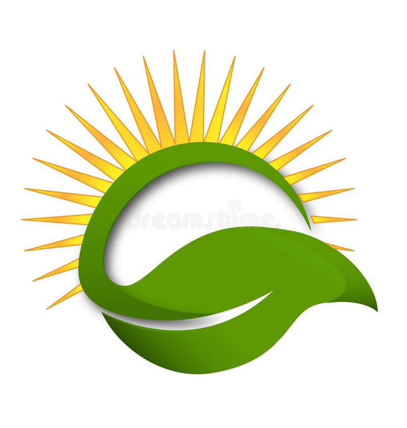 Progettazione verde di vettore dei raggi del sole della foglia