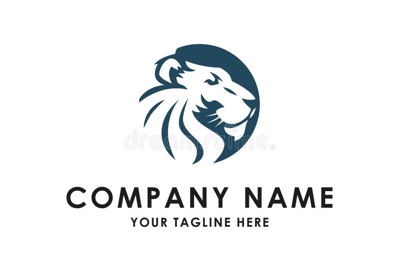 Progetto del logo monocromatico della testa di leone illustrazione di stock