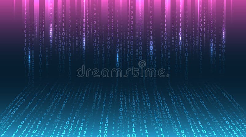 Program code. Computer background of numbers. Flying data illustration. Analytics, sorting, structuring, transferring information royalty free illustration