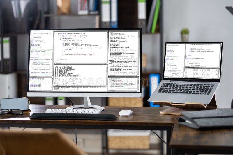 Program Code On Computer stock images