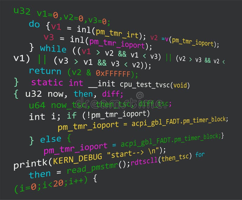 Program code in development program code in development colored code on black background איור סטוק
