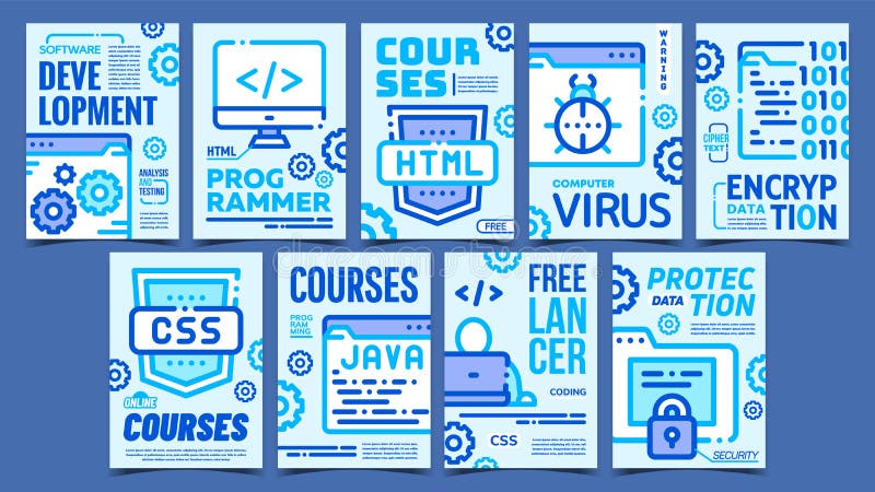 Java Courses Creative Advertising Poster Vector Stock Vector ...