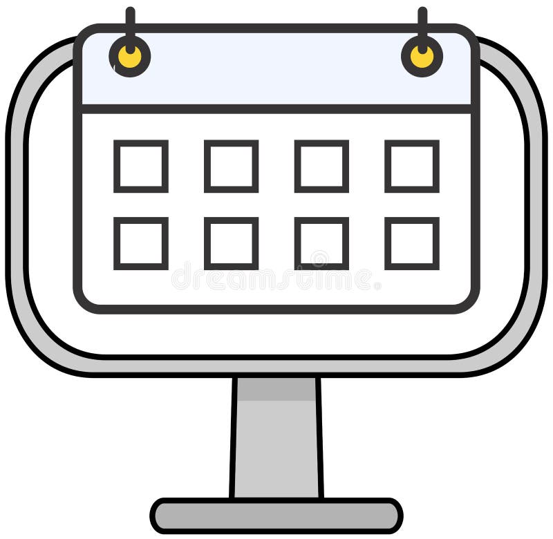 Program för planering och tidsförvaltning. schemalägga programkalenderikon på datorskärmen vektor illustrationer