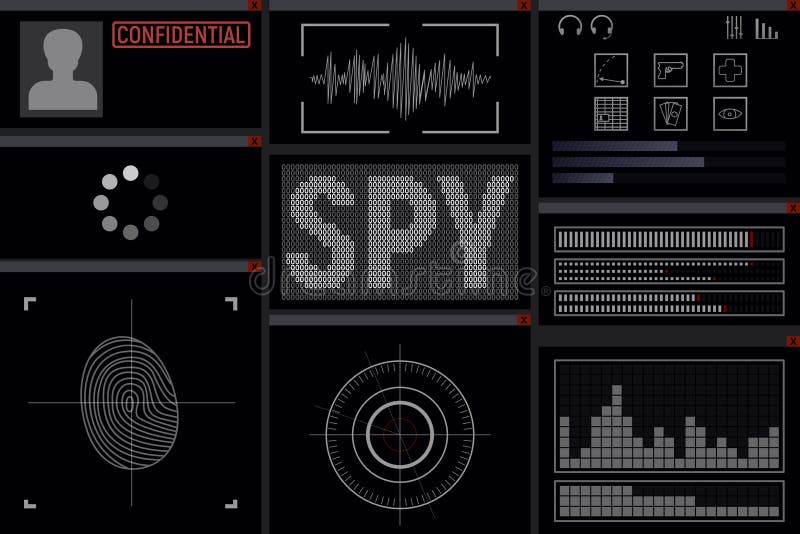Program for the spy. vector illustration