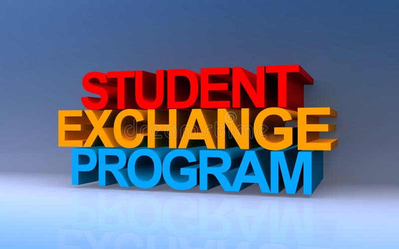Programa de intercâmbio de estudantes em azul ilustração stock